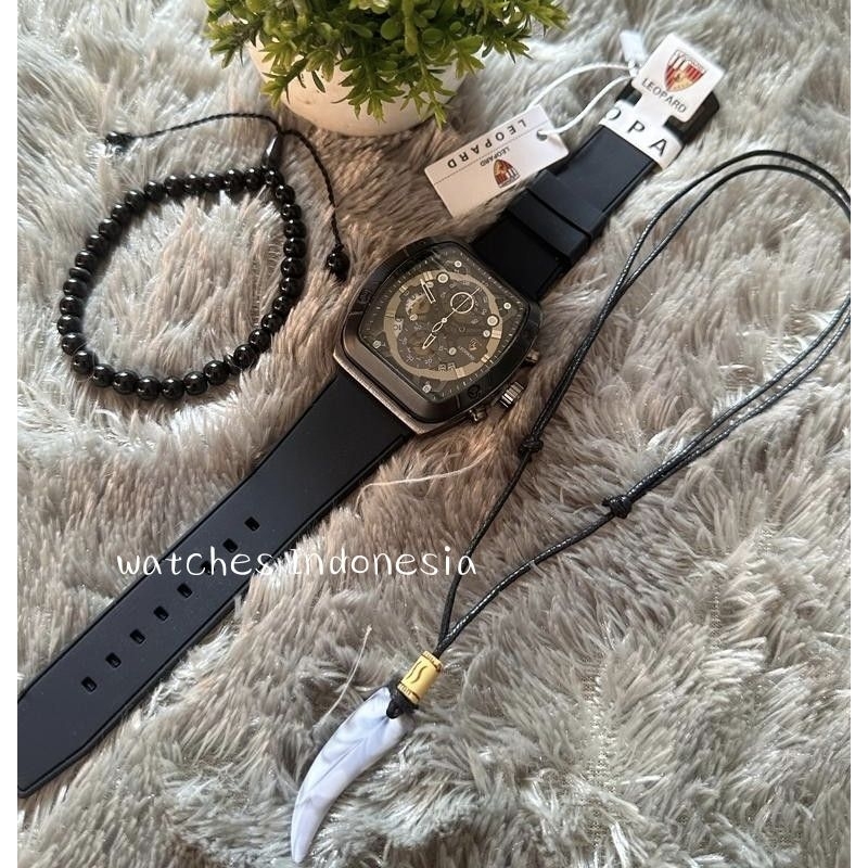 Bisa COD Jam Tangan Pria LEOPARD 8802 Original Chrono Aktif Bonus Kalung Dan Gelang + Baterai Cadang