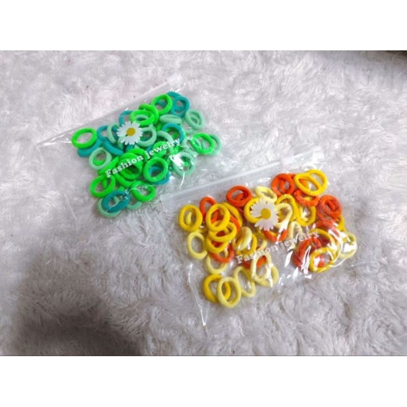 Ikat rambut donat korea isi 50 pcs free pouch