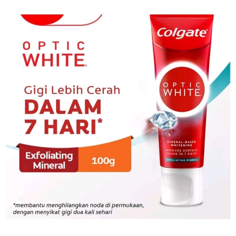 Colgate Optic White Whitening Toothpaste Exfoliating Mineral 100g