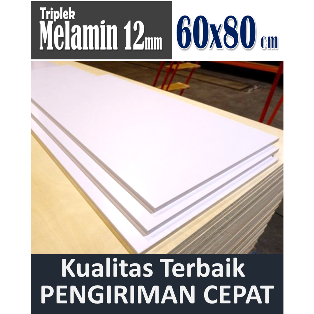 Triplek Putih Melamin 12mm 60x80 cm (Triplek Melamin 12 mm 80 x 60 cm)