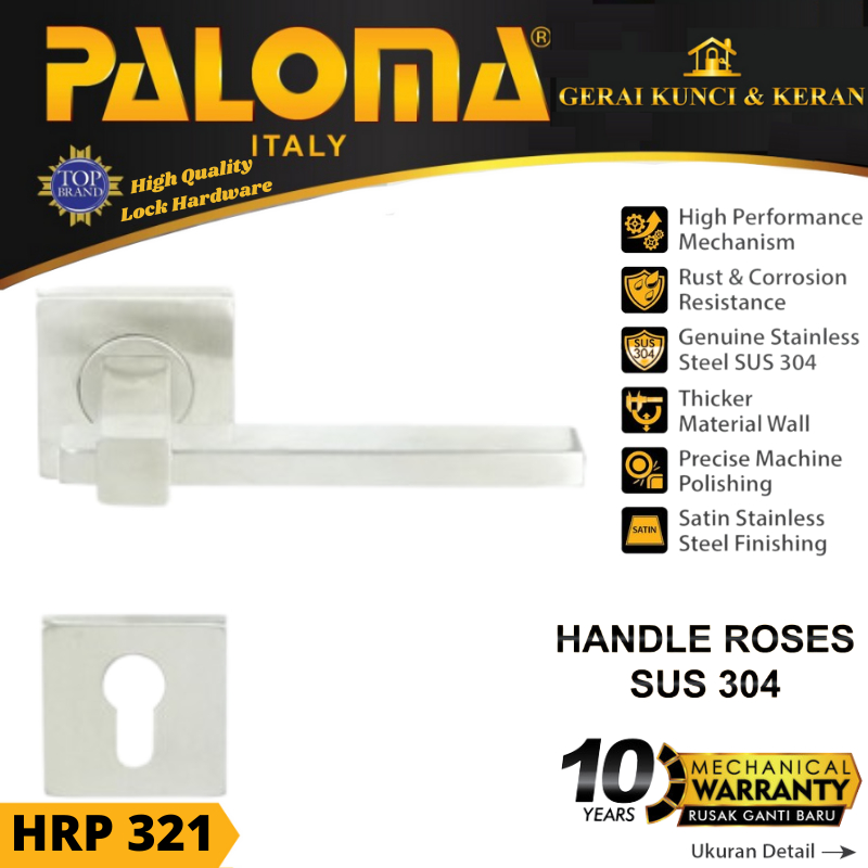 Handle Pintu Roses PALOMA HRP 321 LHT XISCO SQ STAINLESS STEEL