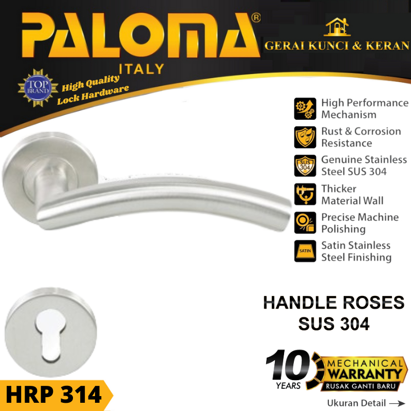 PALOMA HRP 314 Handle Pintu Roses Stainless Steel Lever Gagang Door