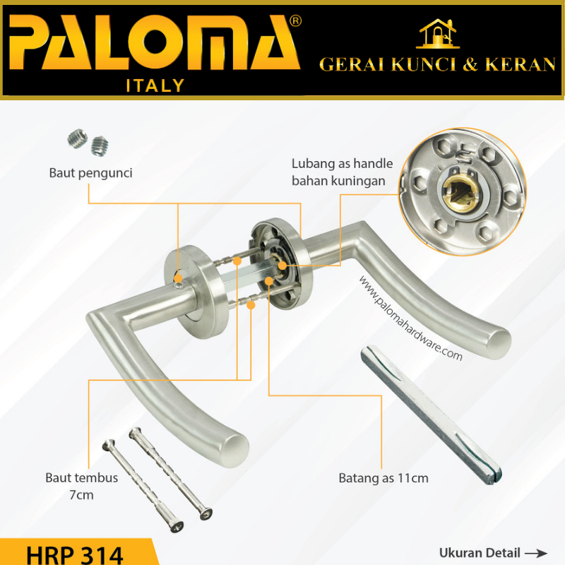 PALOMA HRP 314 Handle Pintu Roses Stainless Steel Lever Gagang Door