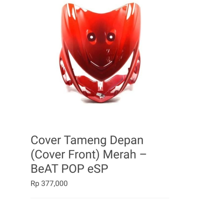 Cover Front WN Red Cover Tameng Panel Depan Honda Beat Pop ESP 2014-2019 64301-K61-900WRD Ori Honda 