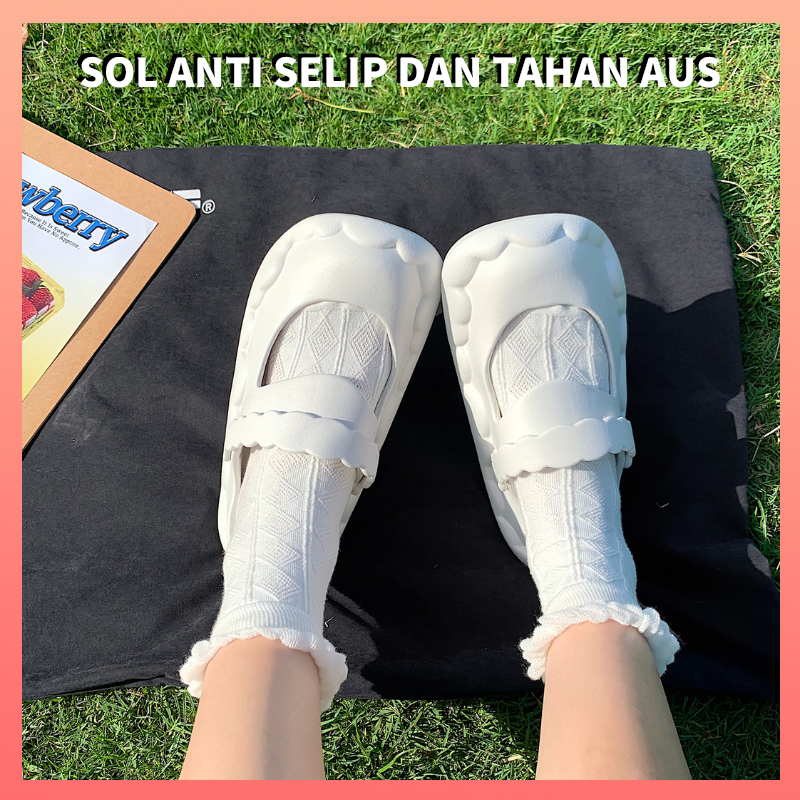 Sandal Jelly Wanita Mary Jane Impor Korea Sandal Karet Wanita Gaya perguruan tinggi Terbaru 2023 Sandal Putri Wanita Gaya perguruan tinggi