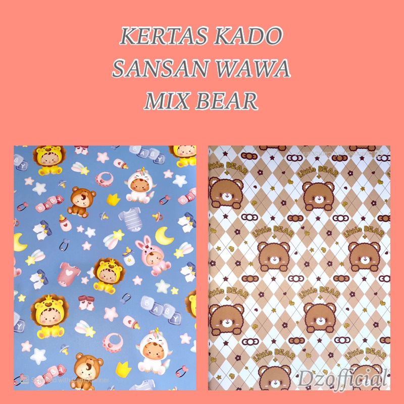 

KERTAS KADO SANSAN WAWA BEAR MIX MOTIF