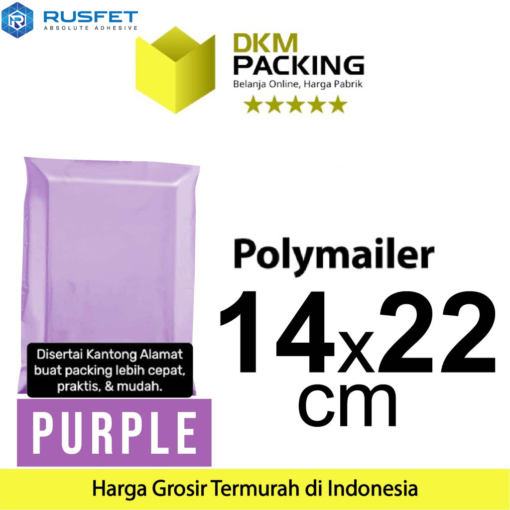 

Polymailer Polimailer 14x22cm LIGHT PURPLE Amplop Plastik Packing Olshop PREMIUM TERMURAH / SATUAN