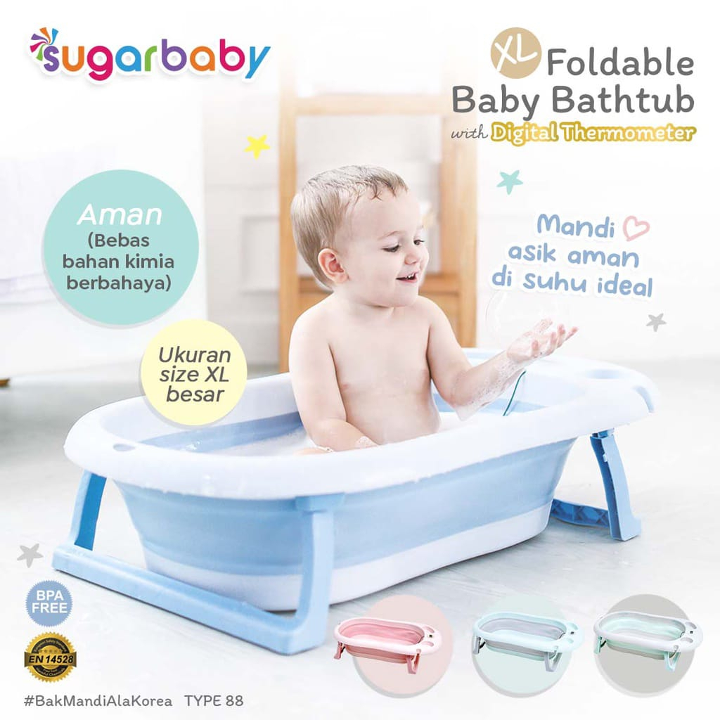 Sugar Baby Foldable Baby Bathtub with Digital Thermometer F88