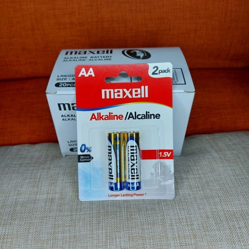 Battery Baterai Alkaline AA / A2 Maxell Alkaline Isi 2Pcs