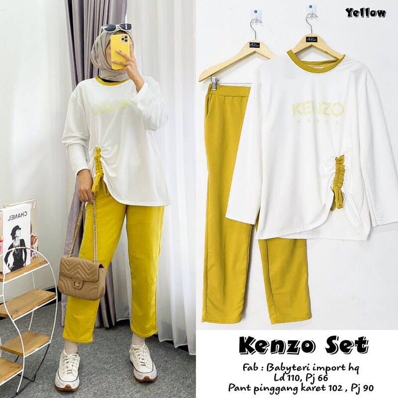 kenza one set sporty wanita setelan baju olahraga terbaru stelan babyterry muslimah