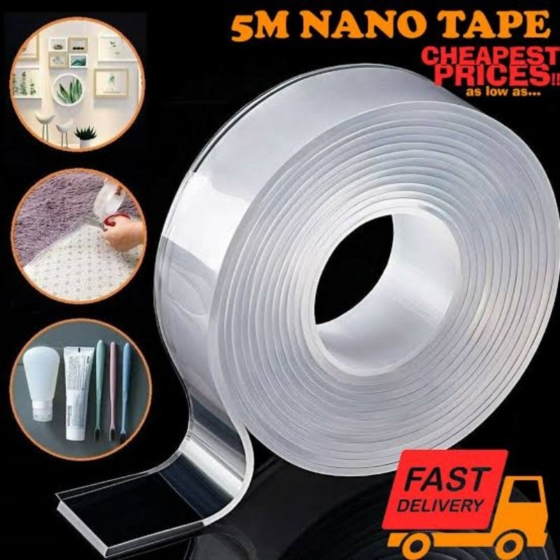 

Nano Magic {Paket 5 Pcs} Double Tape Bening Serbaguna Super Kuat Isolasi Bening