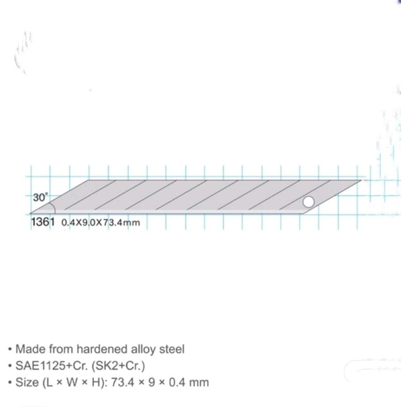 

CUTTER BLADE/ISI CUTTER SDI 1361/30 DERAJAT