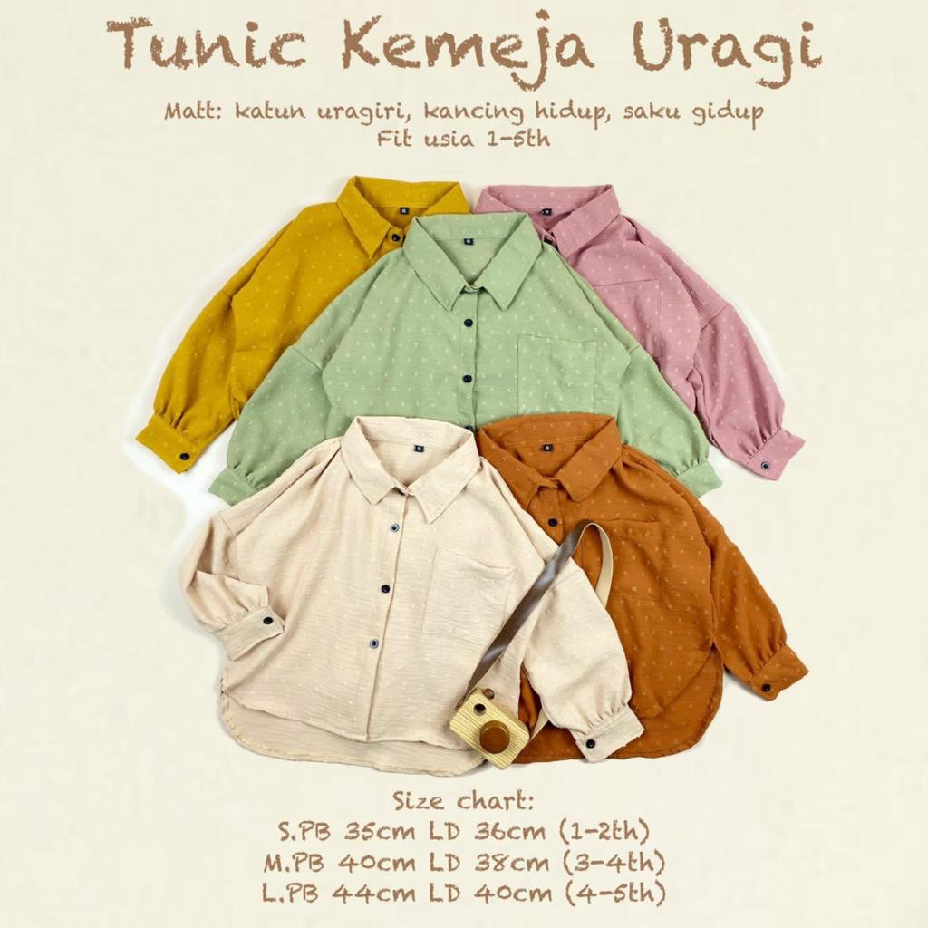 TUNIC KEMEJA URAGI ATASAN BAJU KEMEJA ANAK FASHION BAJU ANAK PEREMPUAN 1-5 TAHUN PNP