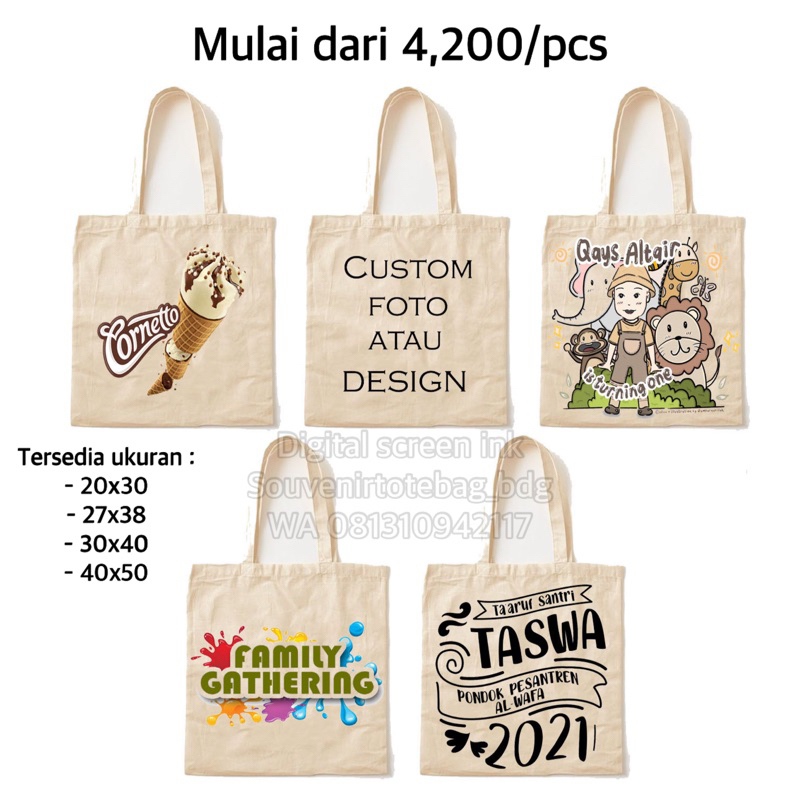 Tas blacu plus print warna potrait. tote bag blacu print warna / goodiebag tas blacu