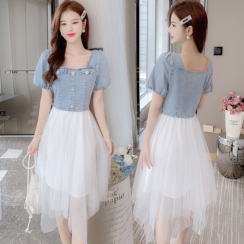 Dress Model Denim Variasi Dress Tile Putih M423