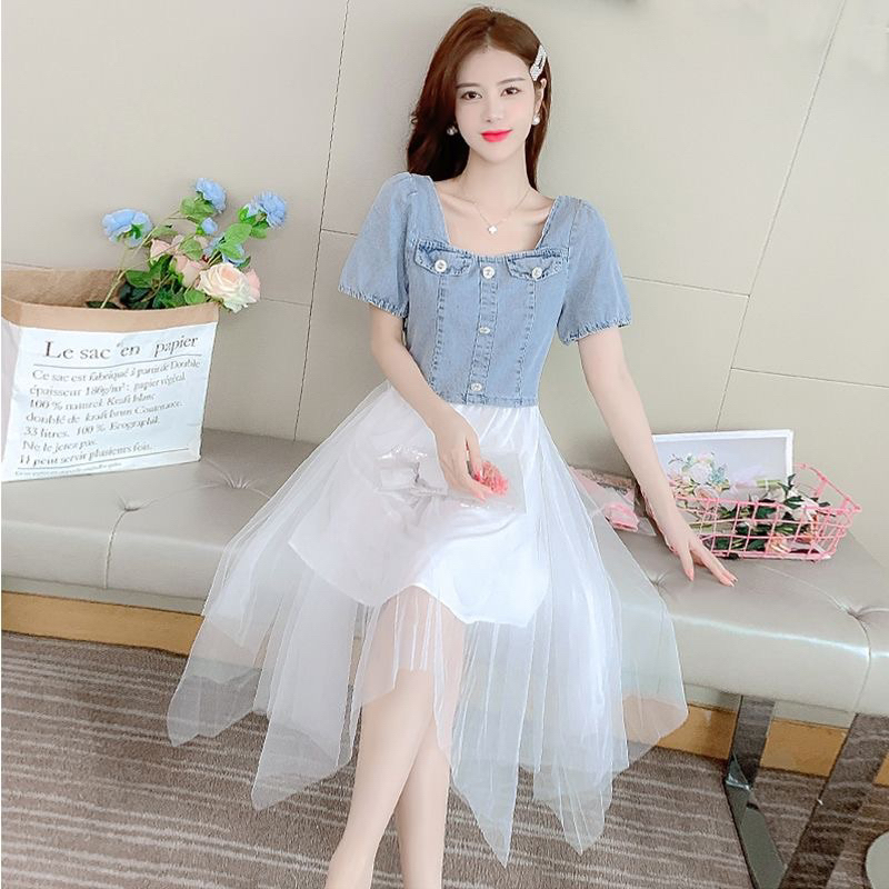 Dress Model Denim Variasi Dress Tile Putih M423