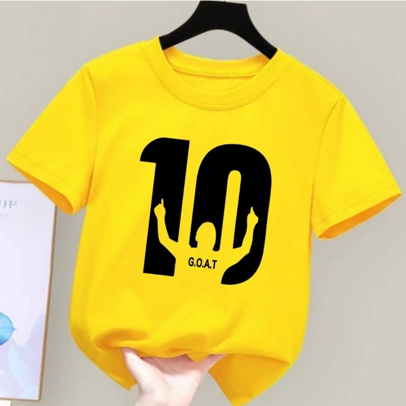 Kaos Anak Unisex 10 GOAT Baju Anak Laki Laki Kaos Distro Anak Cowok Cewek Kaos Anak bola Atasan Anak Laki Laki Kaos Messi