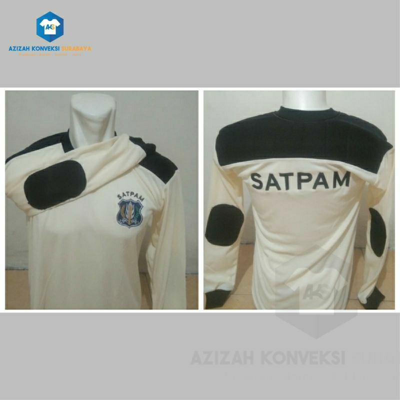 Kaos Satpam Lengan Panjang Cream Bordir