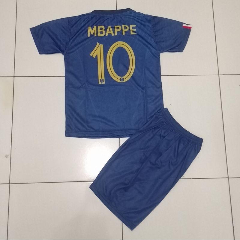 Setelan Baju Bola Anak/ Jersey Prancis Home Mbappe /Setelan Anak Bola/Setelan Timnas Perancis