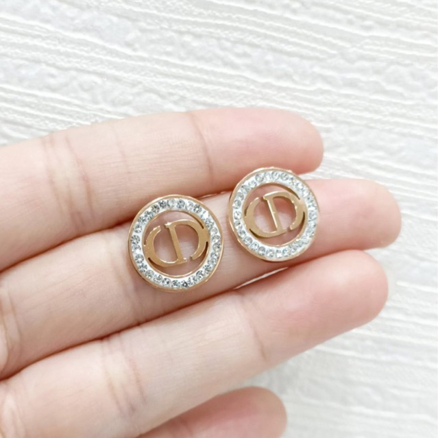 Anting titanium cd diamond bulat kecil
