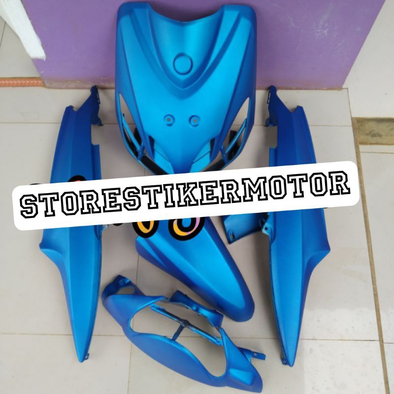 COVER FULL BODY HALUS YAMAHA MIO SMILE WARNA BIRU DOFF