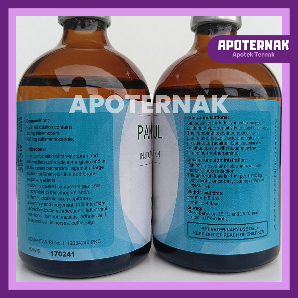 PANTRISUL 100 ml | Obat Antibiotik Hewan Diare Batuk Pilek | Infeksi Saluran Pencernaan Pernafasan Kemih | Like Colibact Inj Sulfa Strong Intertrim | Pantex Holland | Apoternak