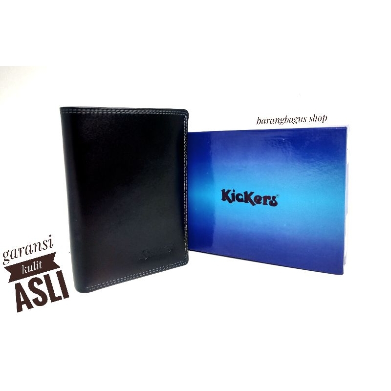 Dompet import semi panjang tanggung full kulit asli pria Kickers model simpel dan elegan