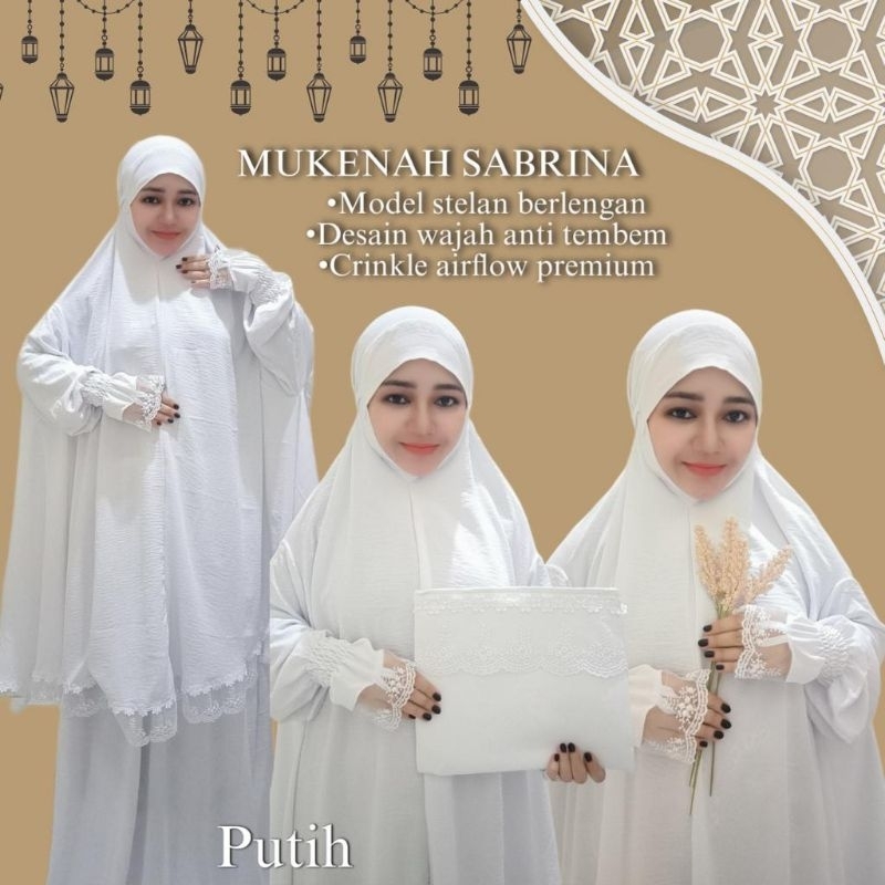 MUKENA SABRINA STELAN BERLENGAN BAHAN CRINCLE PREMIUM