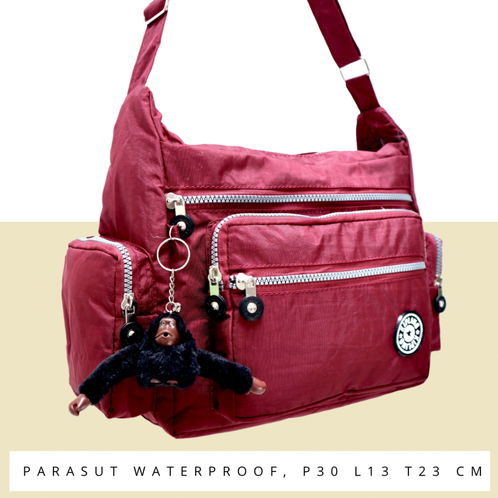 12.12 COD Ready Stock Tas Selempang Besar Banyak Kantong Resleting Cewek Wanita Model parasut Casual Murah SMG