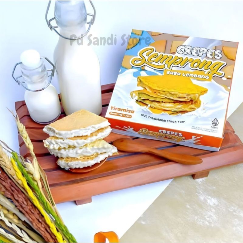 

Cemilan Kue Semprong Crepes Tiramisu Susu Lembang