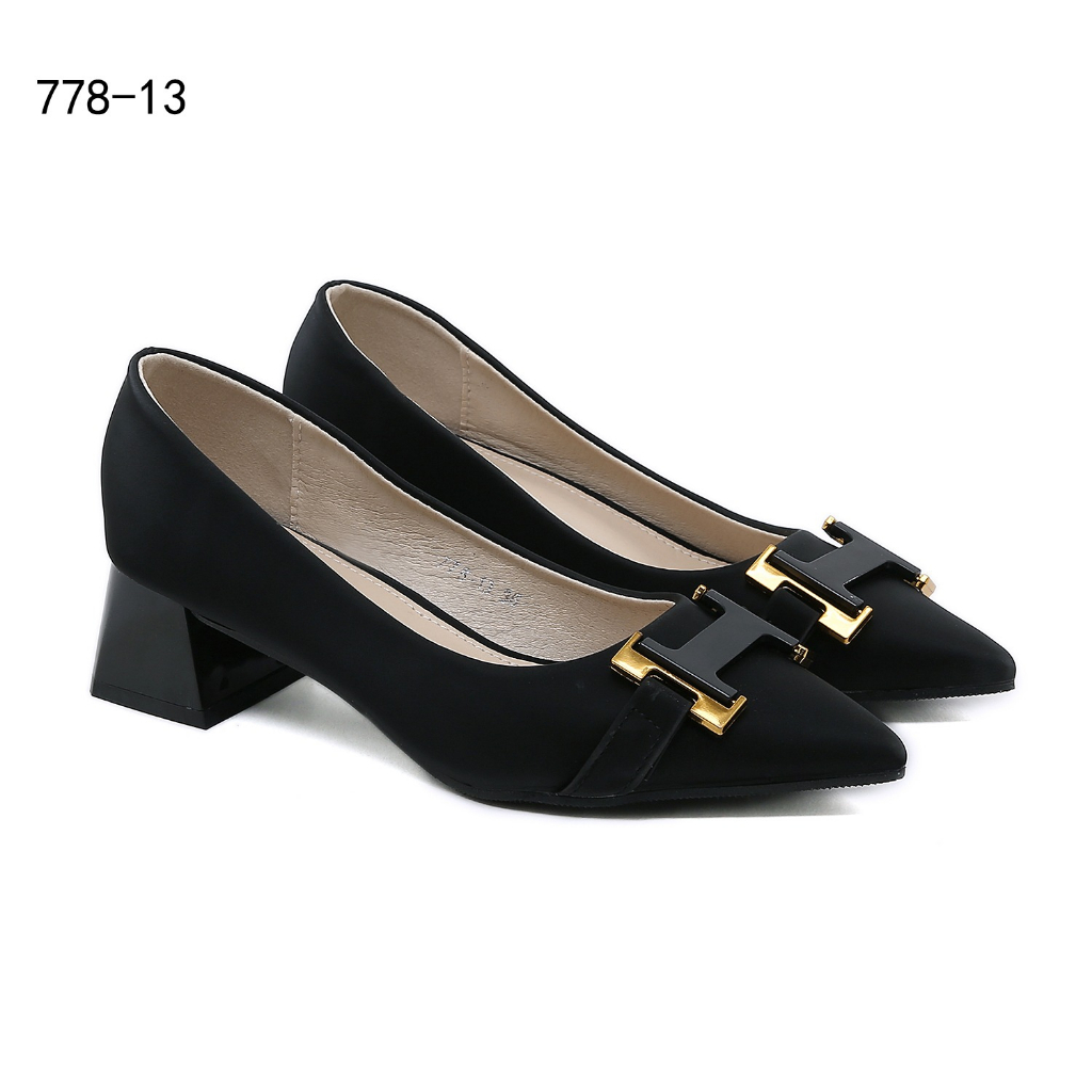 778-13 H-Logo Block Heels Shoes