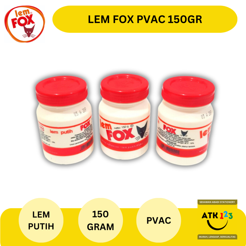 Lem Fox Putih / Lem PVAC / Lem Kertas Putih Merk Fox Botol 150 gram