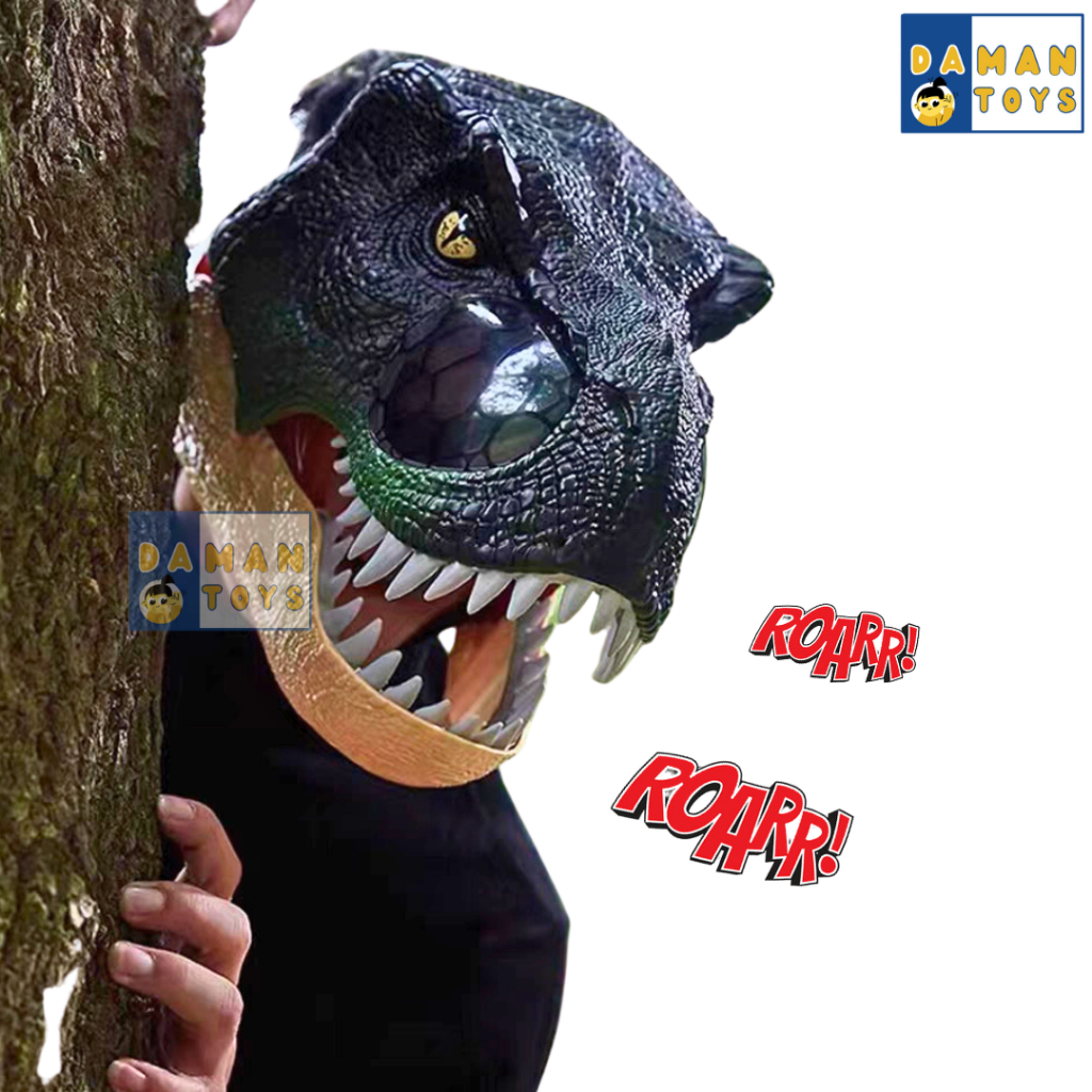 Topeng Dinosaurus T Rex Bisa  Bergerak Bersuara  Helmet Dino Trex Mask