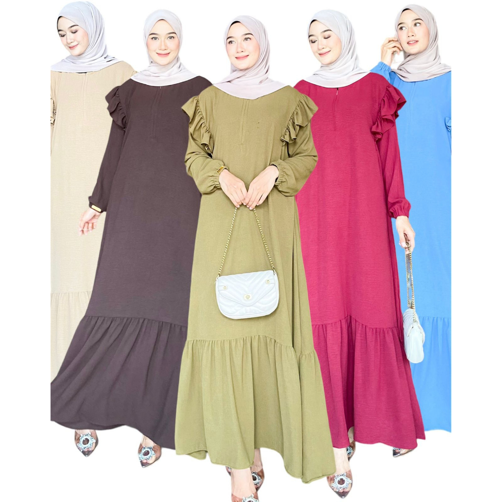 DASTER PANJANG GAMIS LOLITA DRESS PREMIUM CRINKLE AIRFLOW BY VIANA FASHION