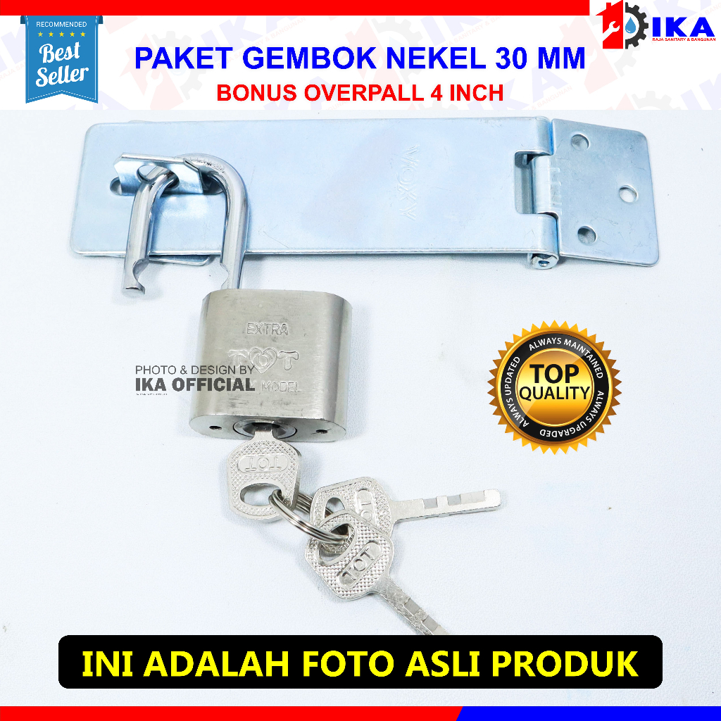 Paket gembok nekel 30mm + cantolan gembok 4inch