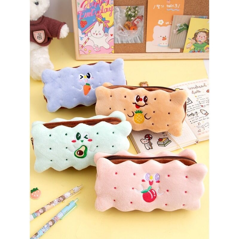 tempat pensil/kotak pensil import lucu biscuit/kotak kosmetik biscuit