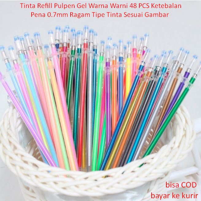 

Tinta Refill Pulpen Gel Warna Warni 48 PCS Ketebalan Pena 0.7mm Ragam Tipe Tinta Sesuai Gambar