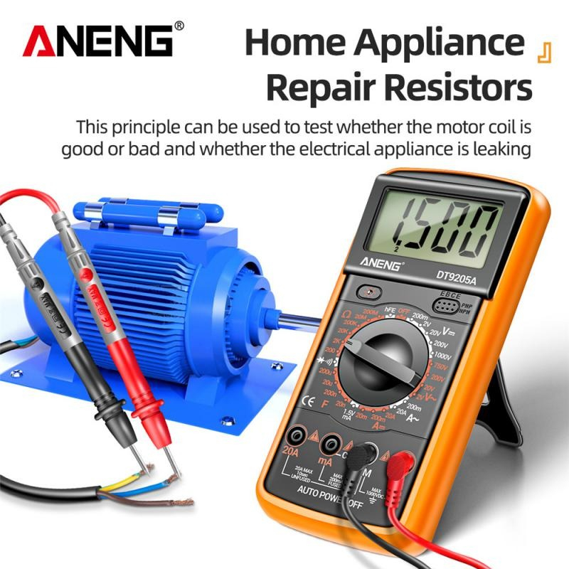 ANENG Digital Multimeter Multitester Voltage Tester with Stand - DT9205A-12 - Orange
