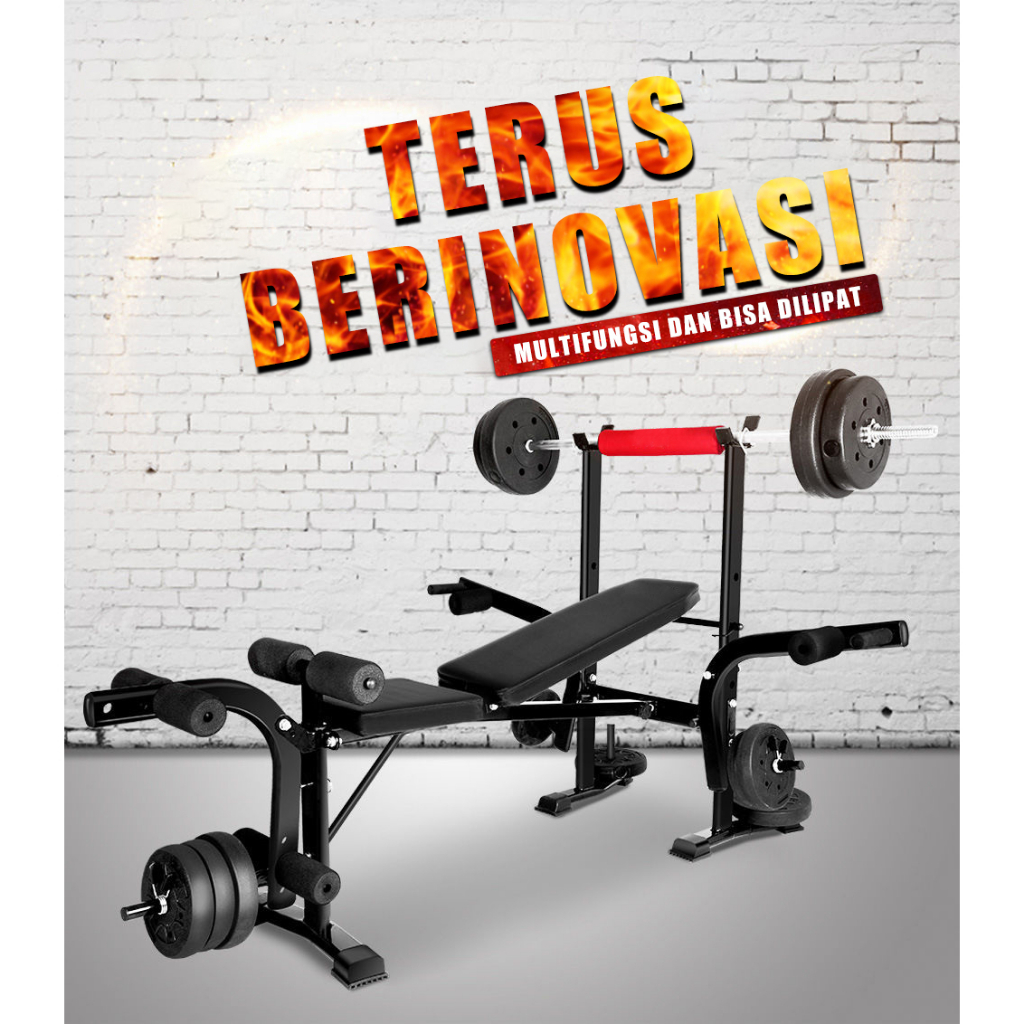 Weight Bench Press Multifungsi - Barbell Rack Gym / Peralatan Olahraga Rumahan