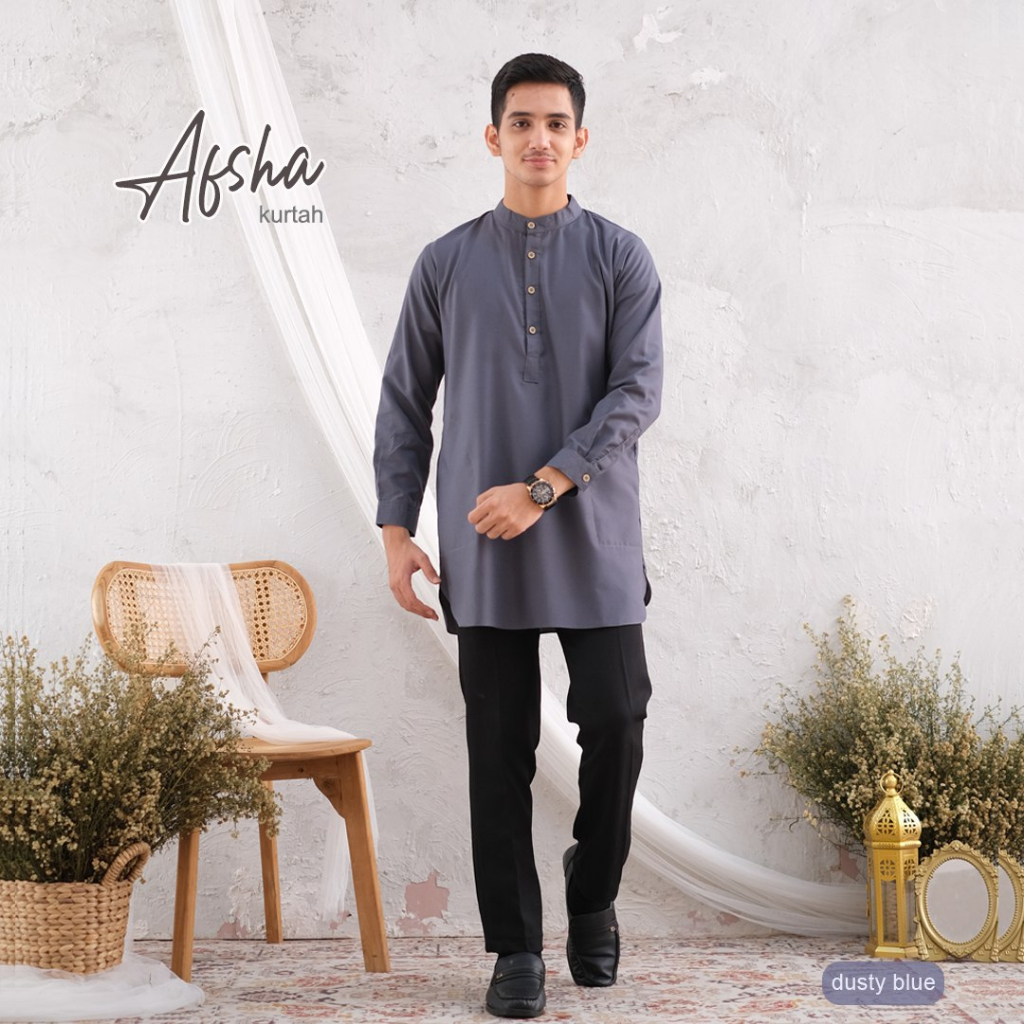 Riskirich Afsha Kurta Baju Muslim Pria Dewasa Kurta Lengan Panjang Premium