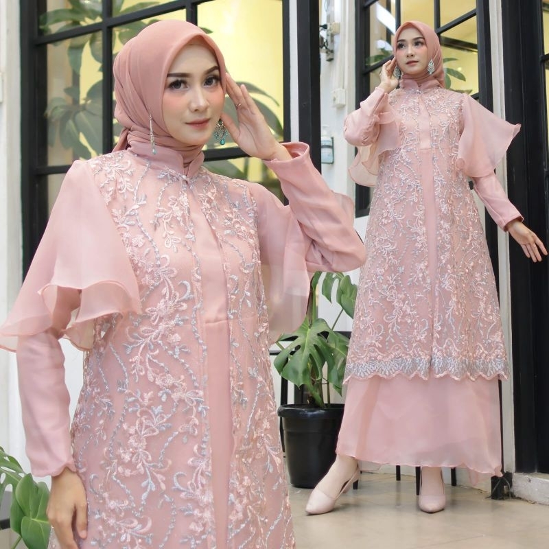 MAXY CARDI GWENITA, ORGANZA VELVET, GAMIS HIJAB MUSLIM, MAXY DRESS