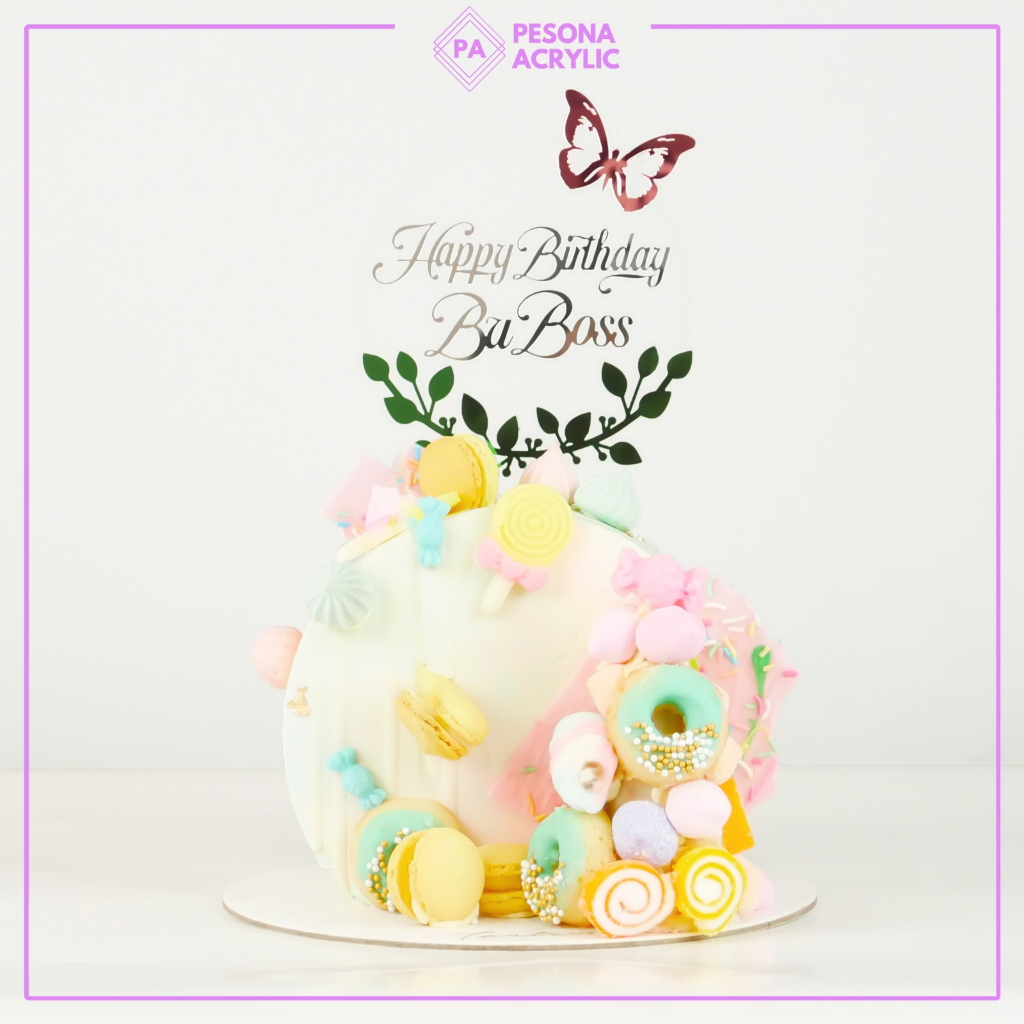 

Cake Topper Acrylic Happy Birthday Hiasan Kue / Topper Kue Custom Nama
