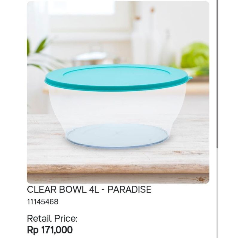 Tupperware Clear Bowl 4L - Paradise Mangkuk Bening