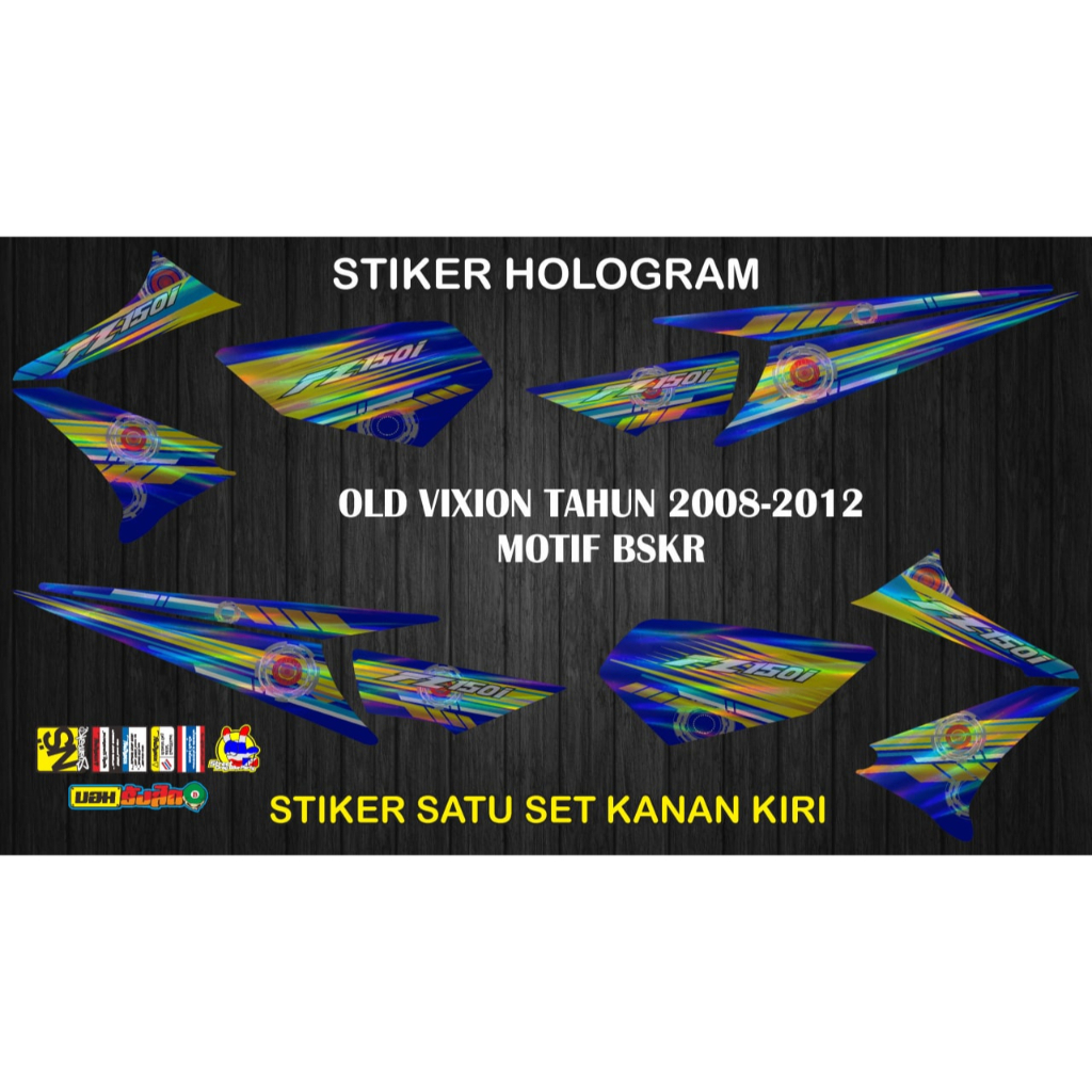 HOLOGRAM STRIPING DECAL VIXION LAMA TAHUN 2008-2012 MOTIF BSKR SUDAH LAMINASI ANTI PUDAR
