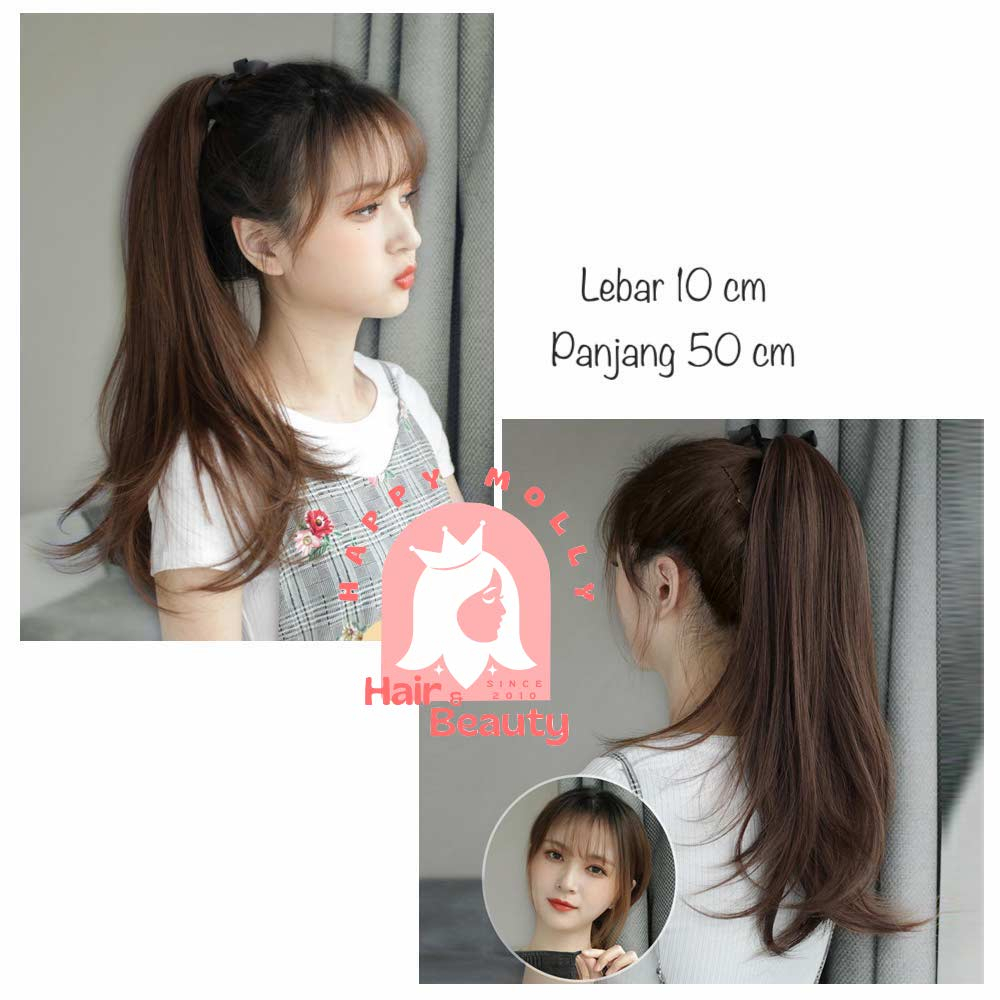 Hair Clip Ponytail Wig - Rambut Kuncir Ekor Kuda Fashion Wanita Korea - Curly - Hair Extension W8216 ( Group )