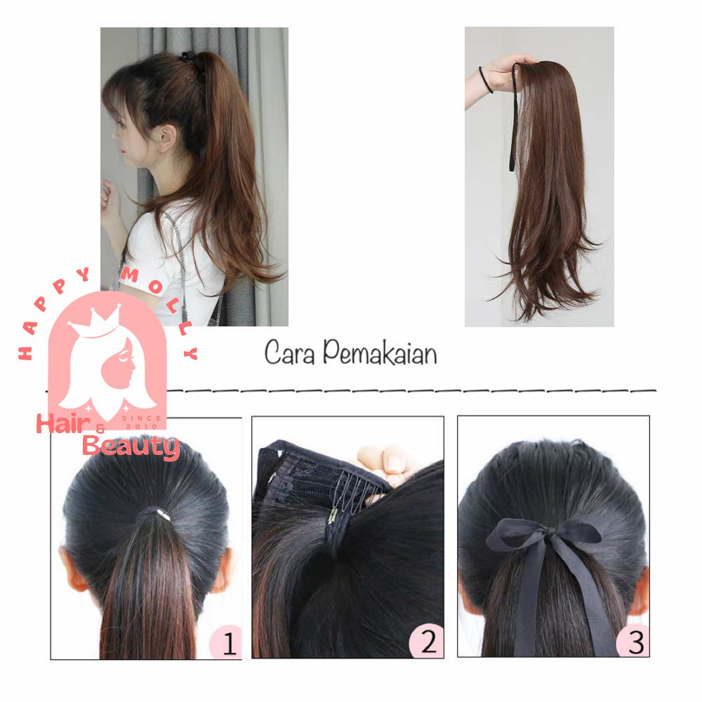 Hair Clip Ponytail Wig - Rambut Kuncir Ekor Kuda Fashion Wanita Korea - Curly - Hair Extension W8216 ( Group )