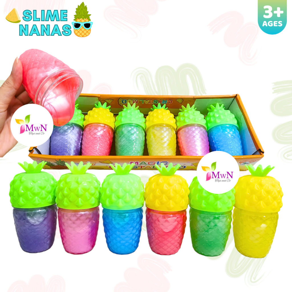 MWN Mainan Anak Slime Crystal Mud Glitter NANAS