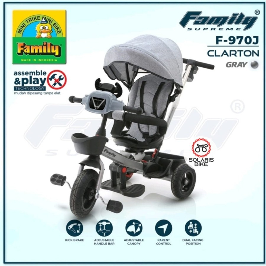 Stroller Sepeda Roda Tiga Family Supreme clarton f-970j. sepeda anak roda tiga stroller balita - onl