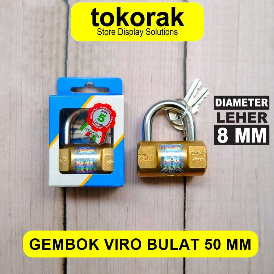 GEMBOK VIRO BULAT 50MM ASLI ITALY RUMAH PAGAR RUKO KANTOR GUDANG