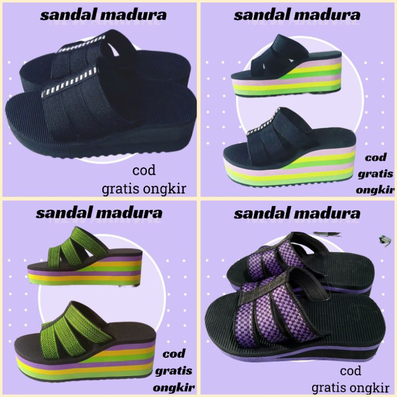 (GROSIR) SANDAL MADURA CEWEK SPON TERKUAT TINGGI 5CM SANDAL WEDGES SANDAL GUNUNG